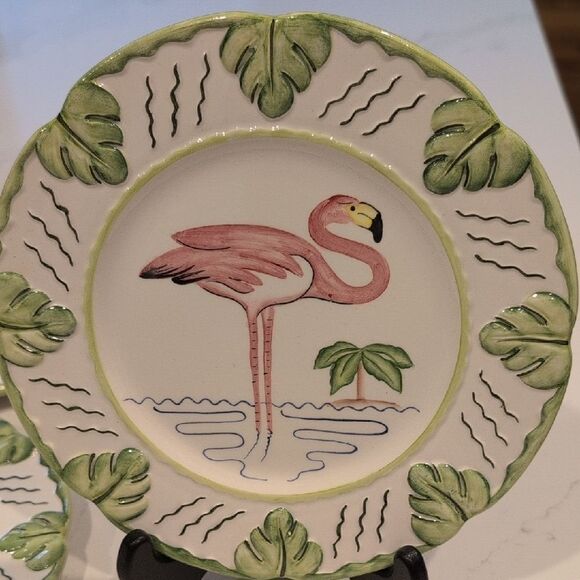 Vintage Mariposa 8.5" Flamingo Plates Hand Painted by Jilly Walsh Made In Italy - Picture 6 of 12